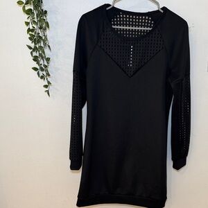 Fabletics Black Long Sleeve Dress with Mesh Insets